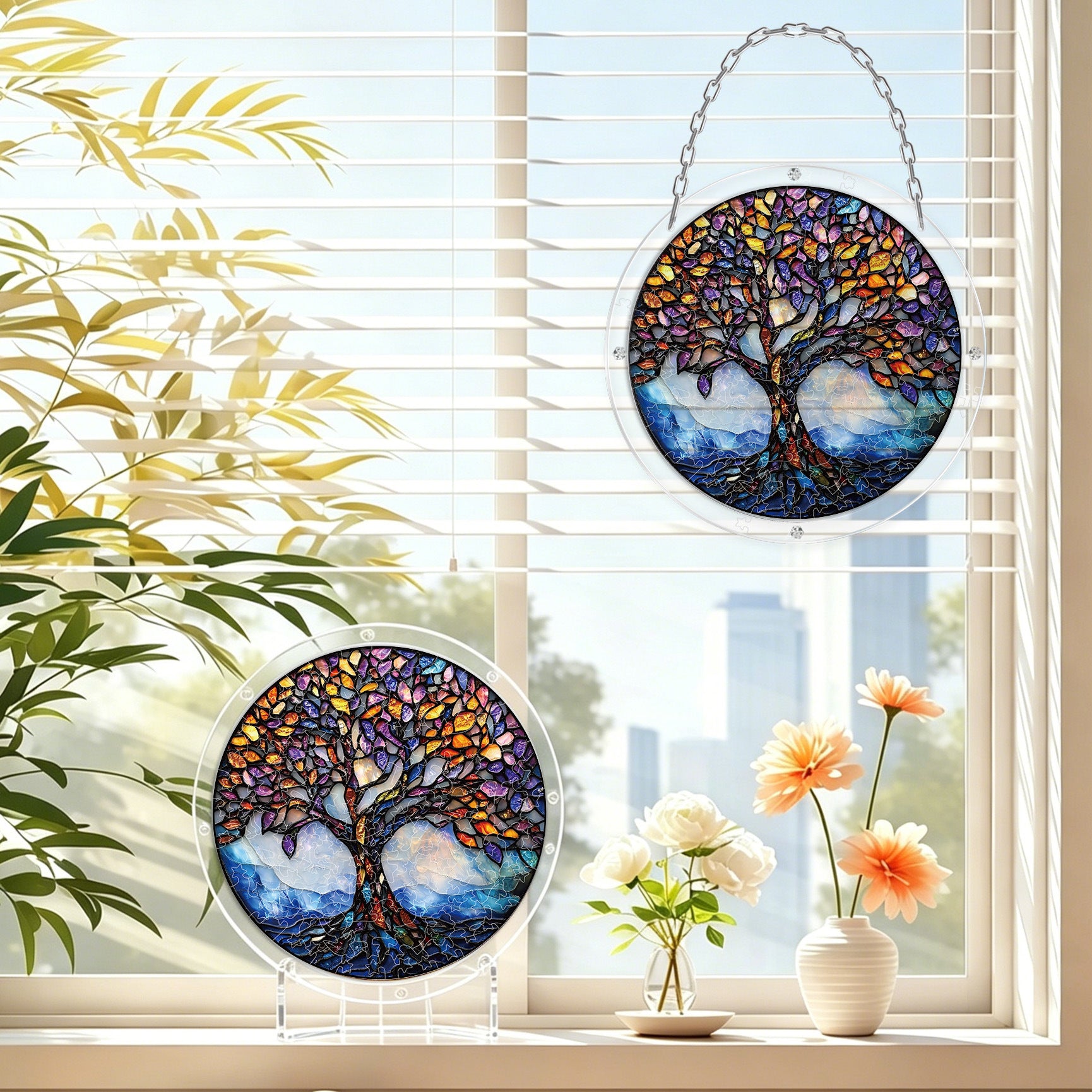 Acrylic Puzzle Suncatcher Hanging Ornament — Tree of Life