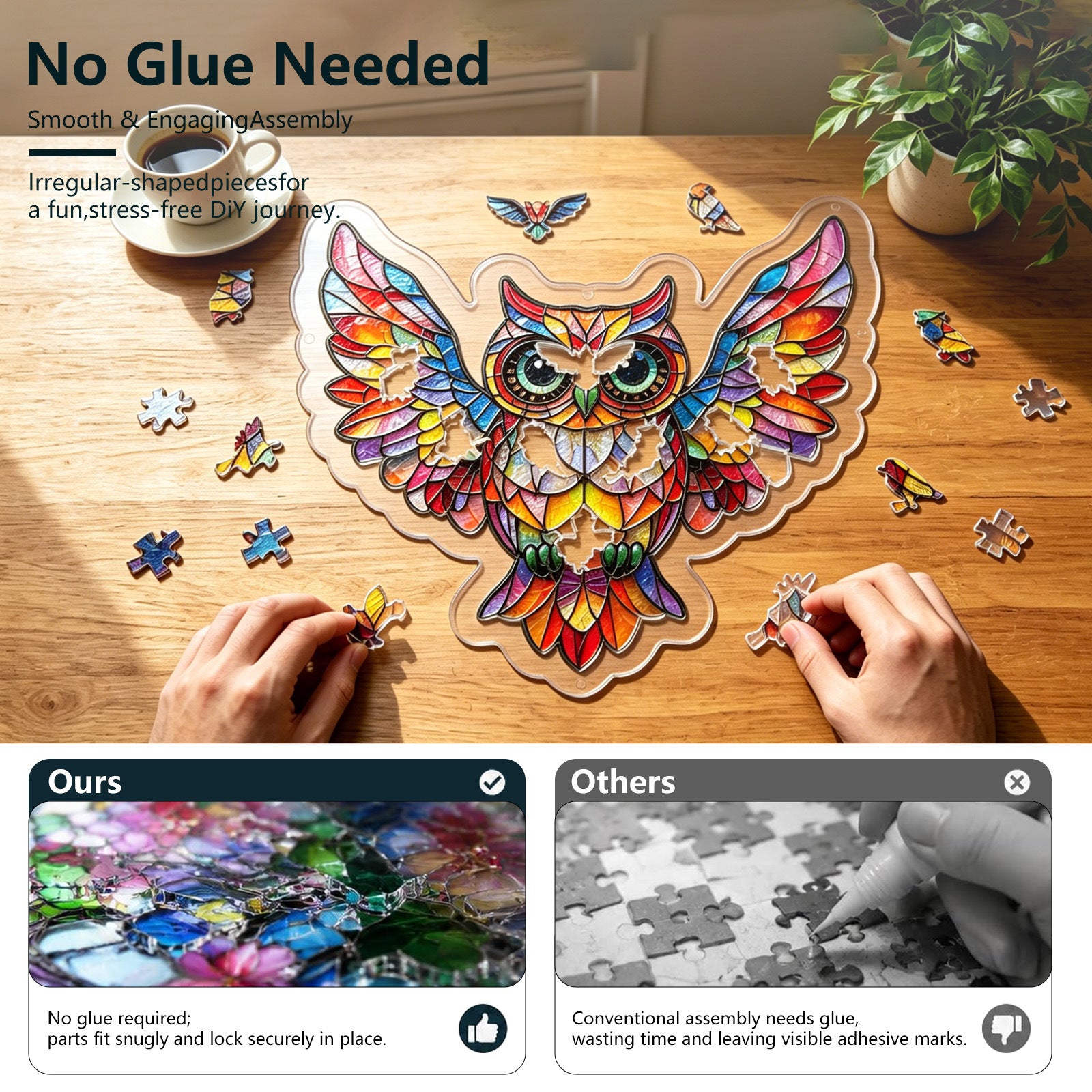 Acrylic Puzzle Suncatcher Hanging Ornament – Owl