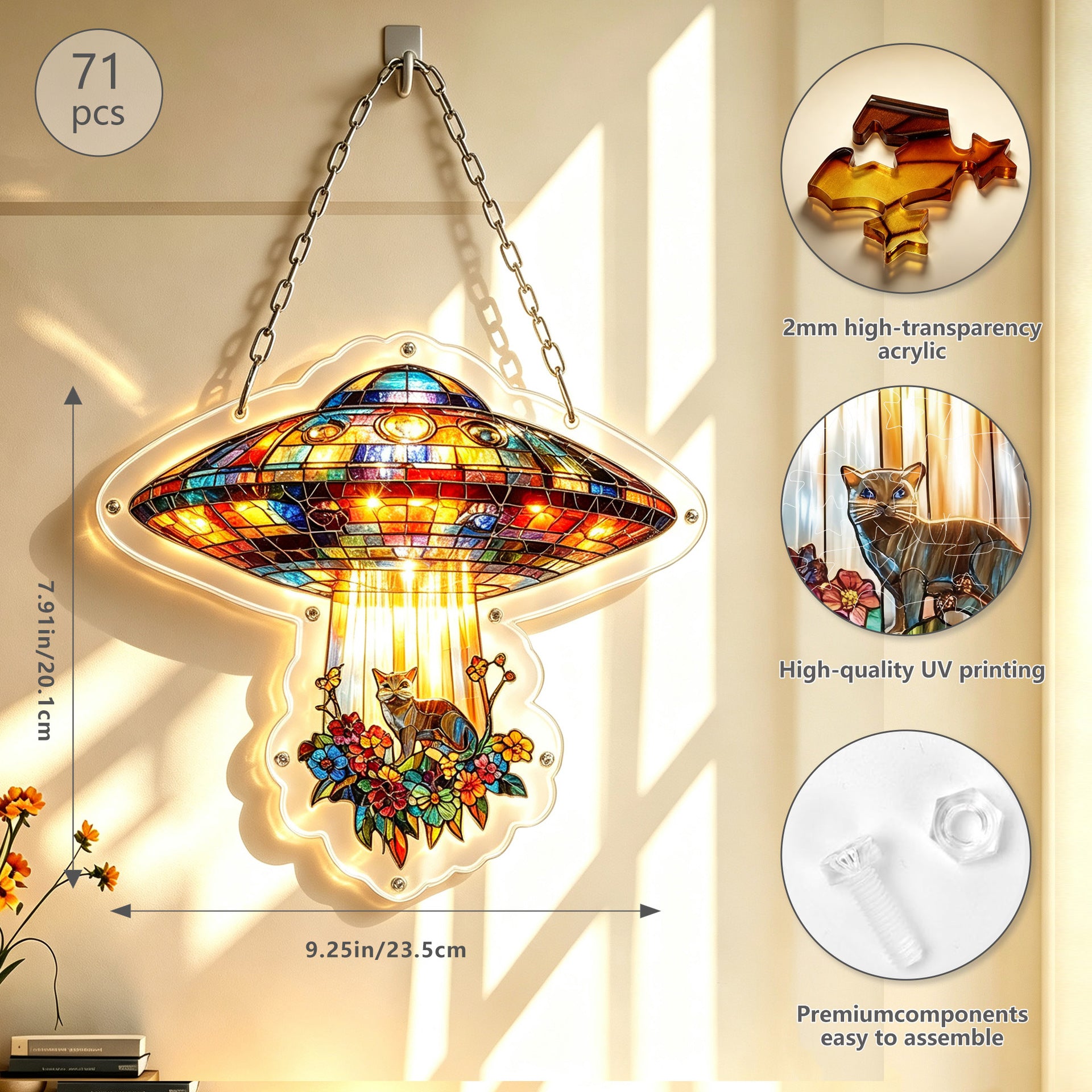 Acrylic Puzzle Light-Catching Hanging Ornament — UFO