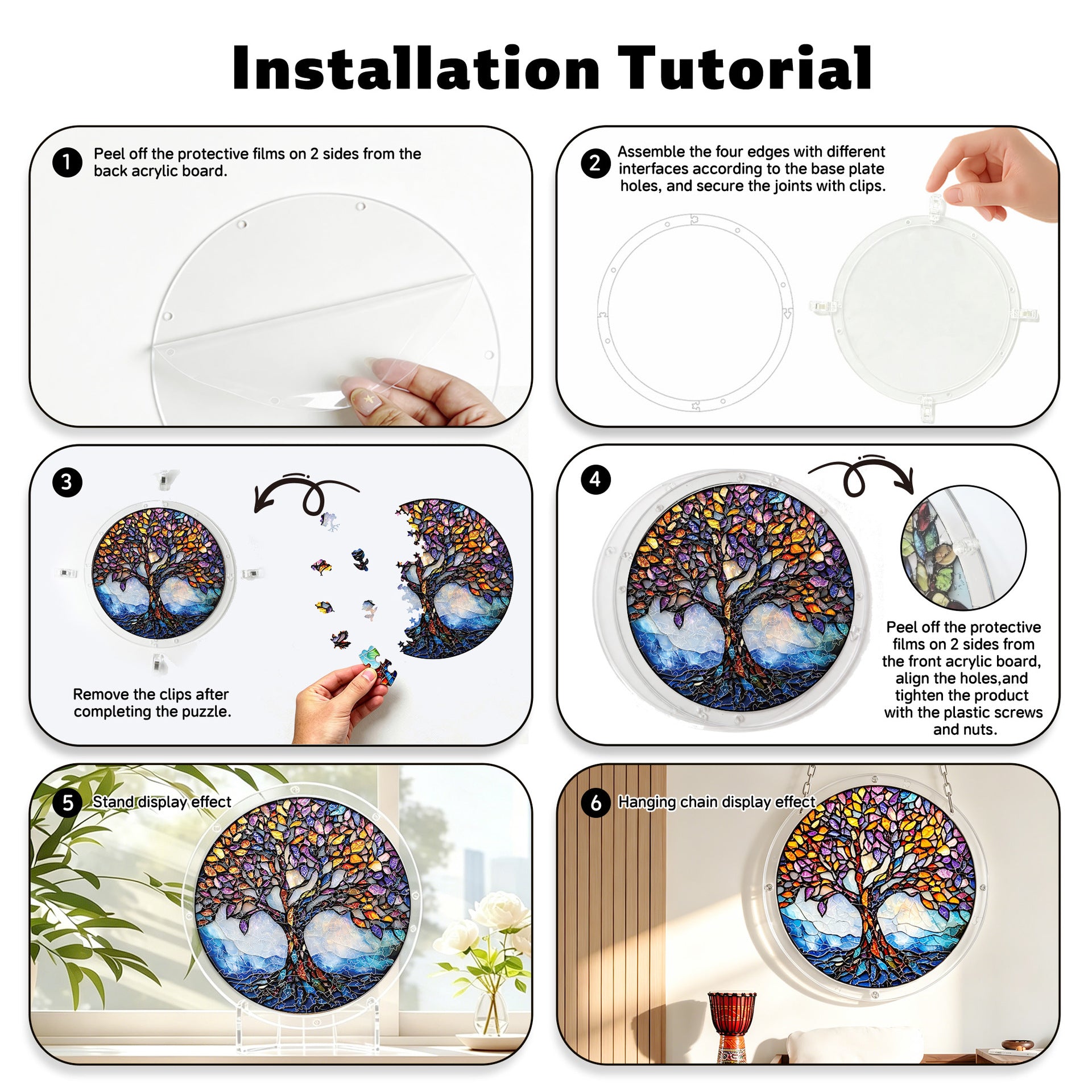 Acrylic Puzzle Suncatcher Hanging Ornament — Tree of Life