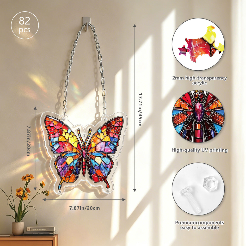 Acrylic Puzzle Suncatcher Hanging Ornament – Butterfly