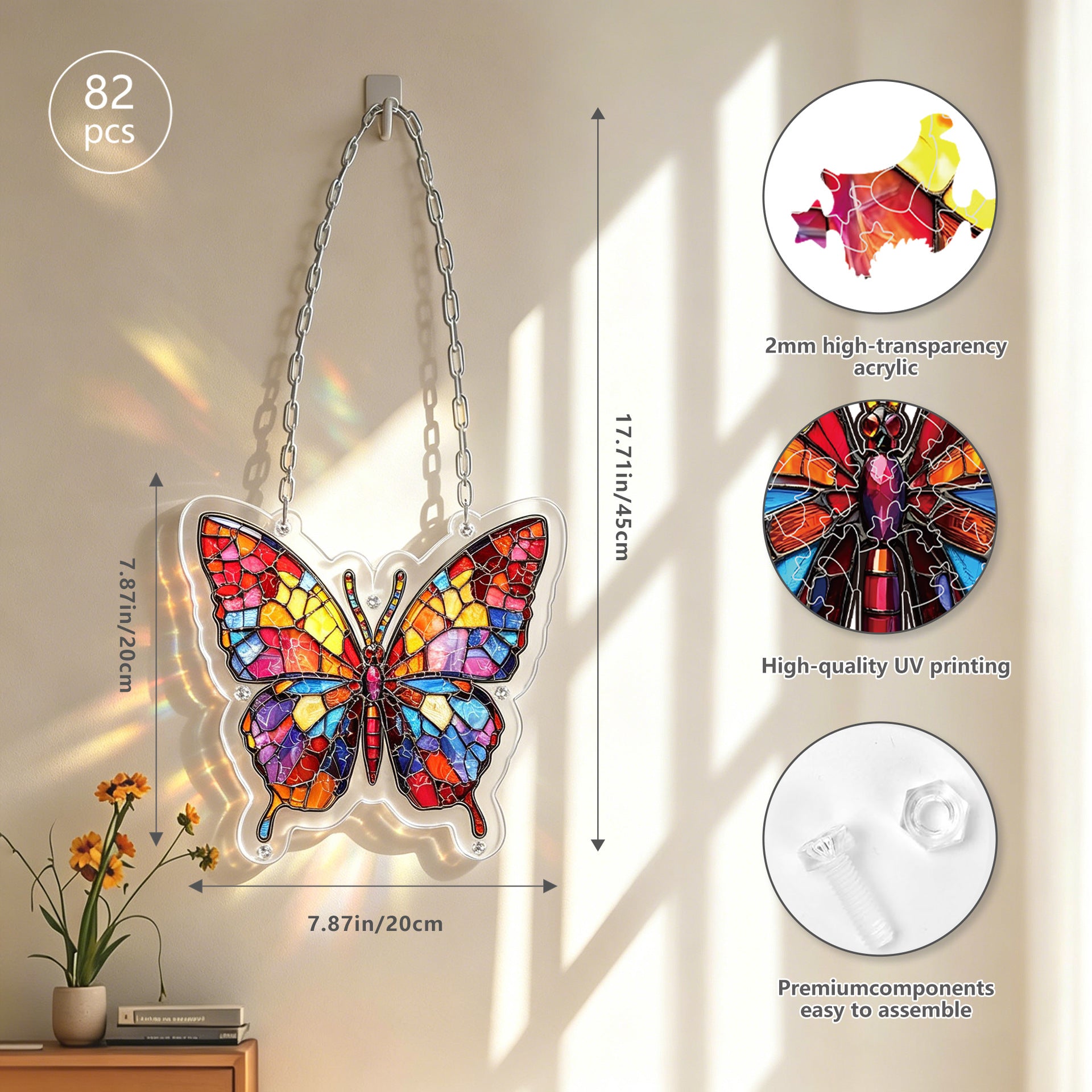 Acrylic Puzzle Suncatcher Hanging Ornament – Butterfly