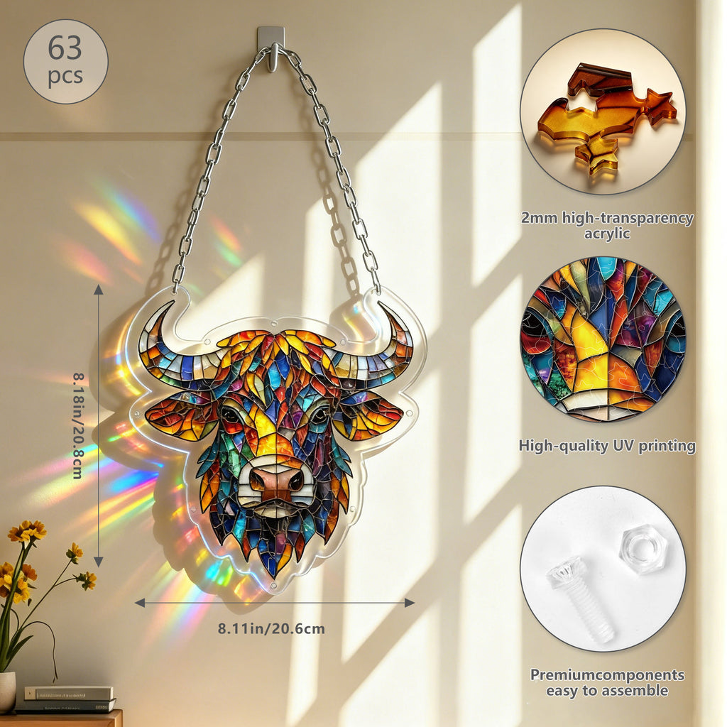 Acrylic Puzzle Suncatcher Hanging Ornament – Ox