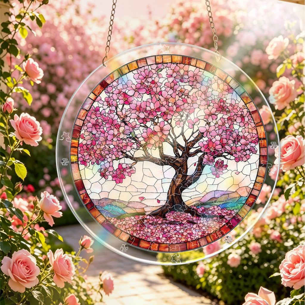 Acrylic Puzzle Suncatcher Hanging Ornament — Tree of Happiness