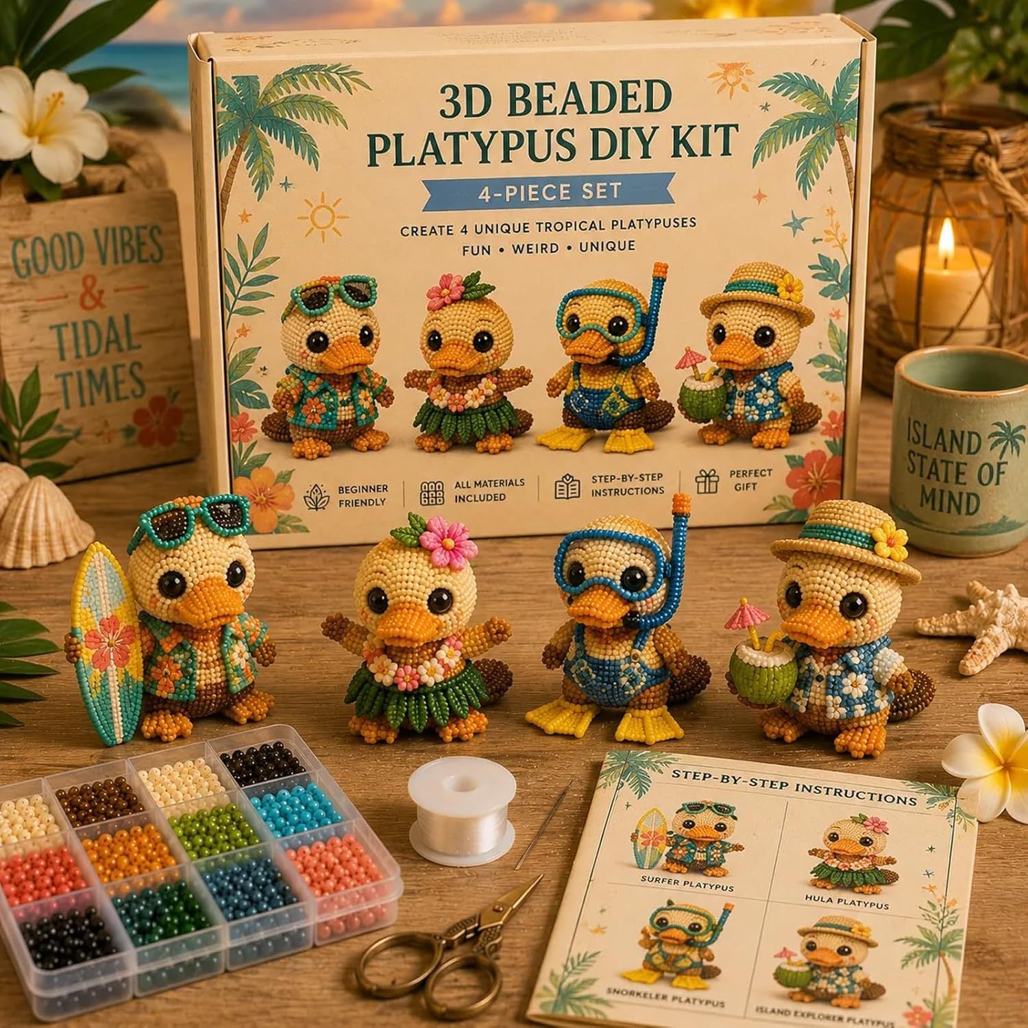 3D Beaded Duck DIY Kit – Beach Platypus