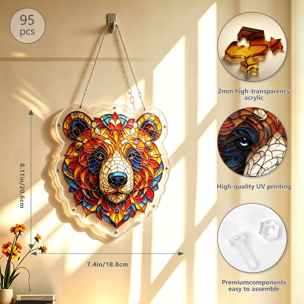Acrylic Puzzle Suncatcher Hanging Ornament – Black Bear