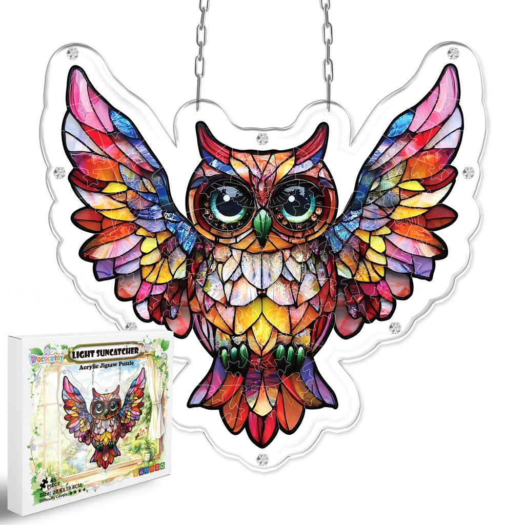 Acrylic Puzzle Suncatcher Hanging Ornament – Owl