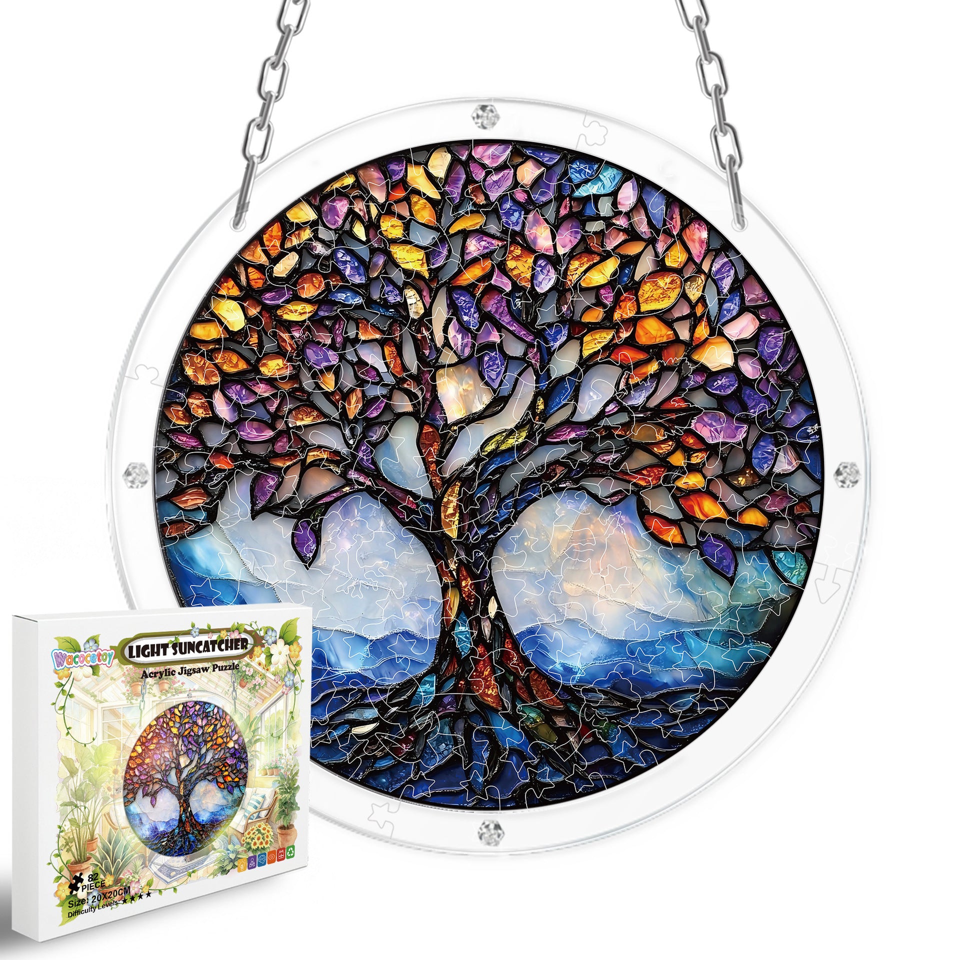 Acrylic Puzzle Suncatcher Hanging Ornament — Tree of Life