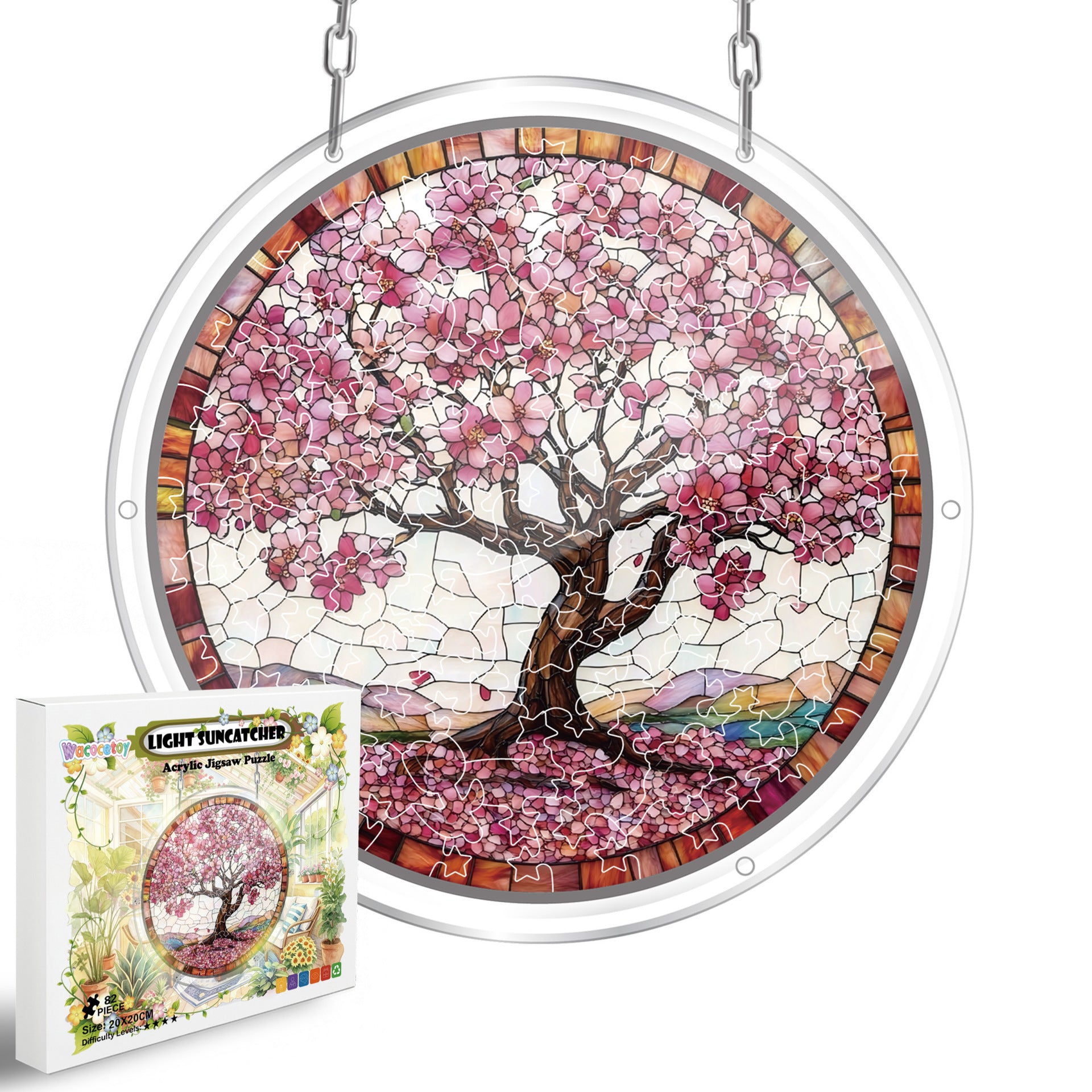 Acrylic Puzzle Suncatcher Hanging Ornament — Tree of Happiness