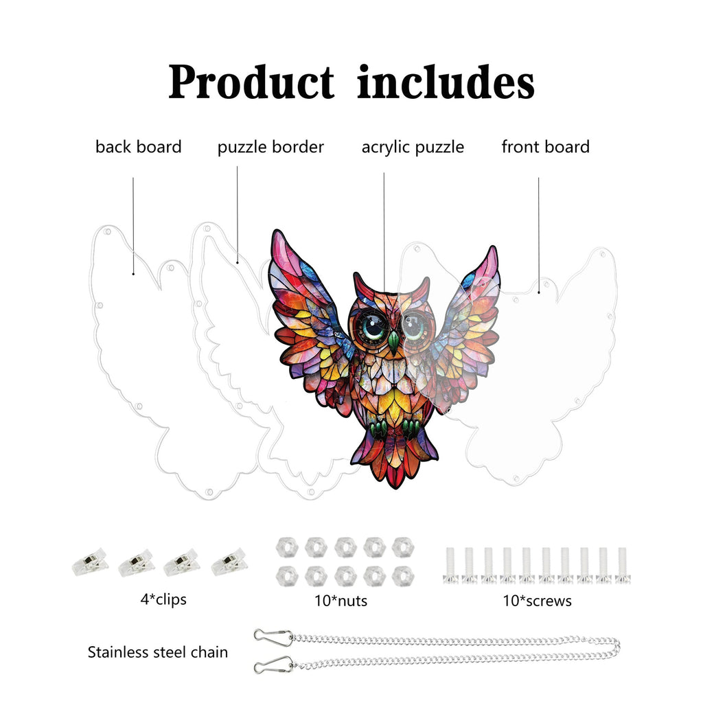Acrylic Puzzle Suncatcher Hanging Ornament – Owl