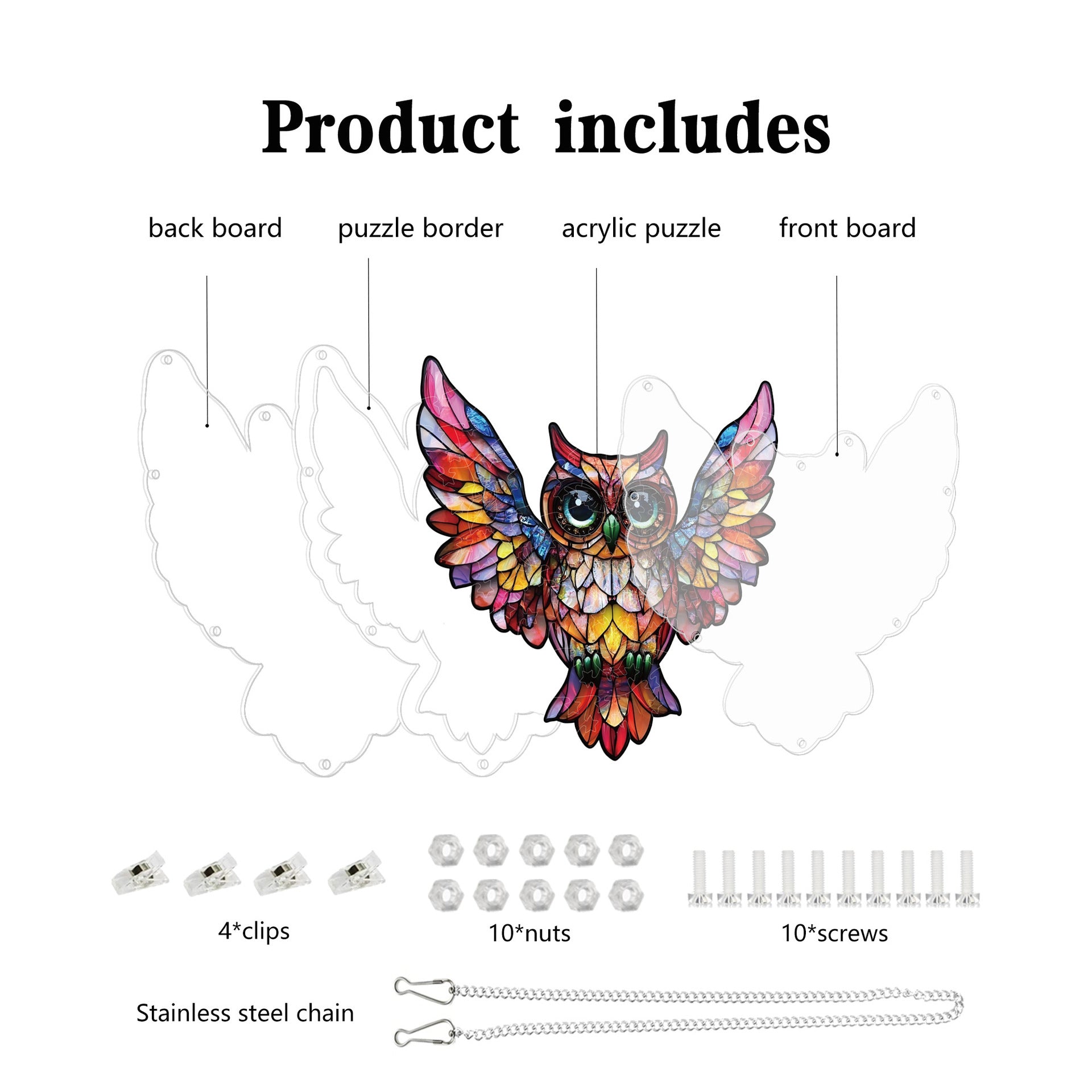 Acrylic Puzzle Suncatcher Hanging Ornament – Owl