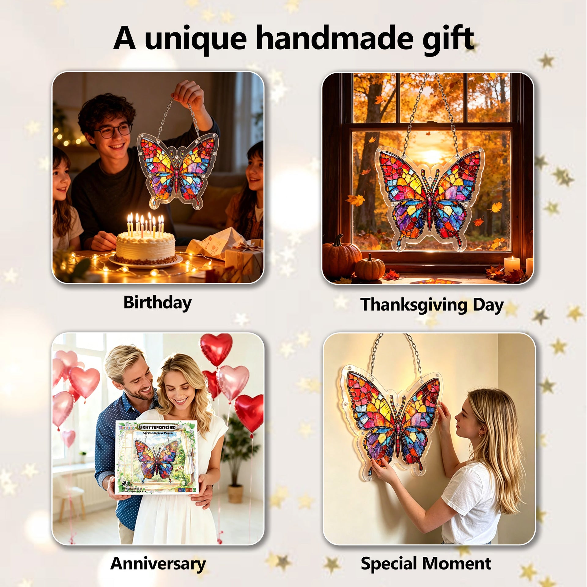 Acrylic Puzzle Suncatcher Hanging Ornament – Butterfly