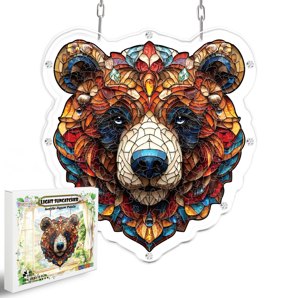 Acrylic Puzzle Suncatcher Hanging Ornament – Black Bear