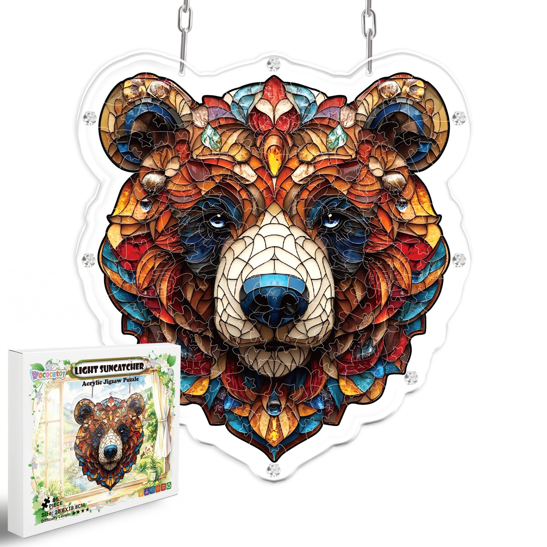 Acrylic Puzzle Suncatcher Hanging Ornament – Black Bear