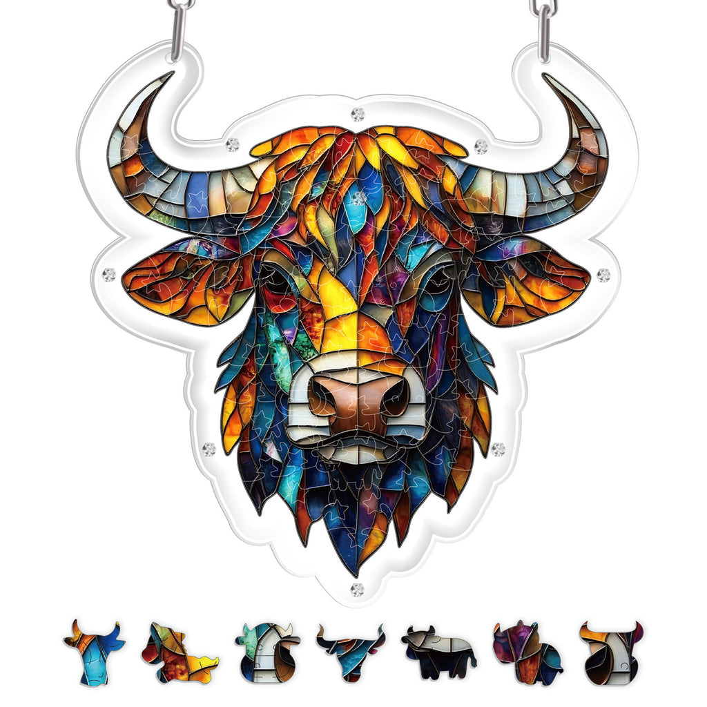 Acrylic Puzzle Suncatcher Hanging Ornament – Ox