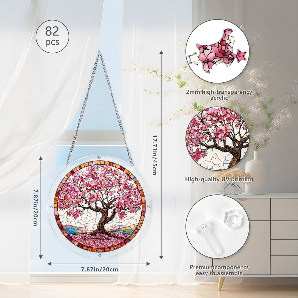 Acrylic Puzzle Suncatcher Hanging Ornament — Tree of Happiness