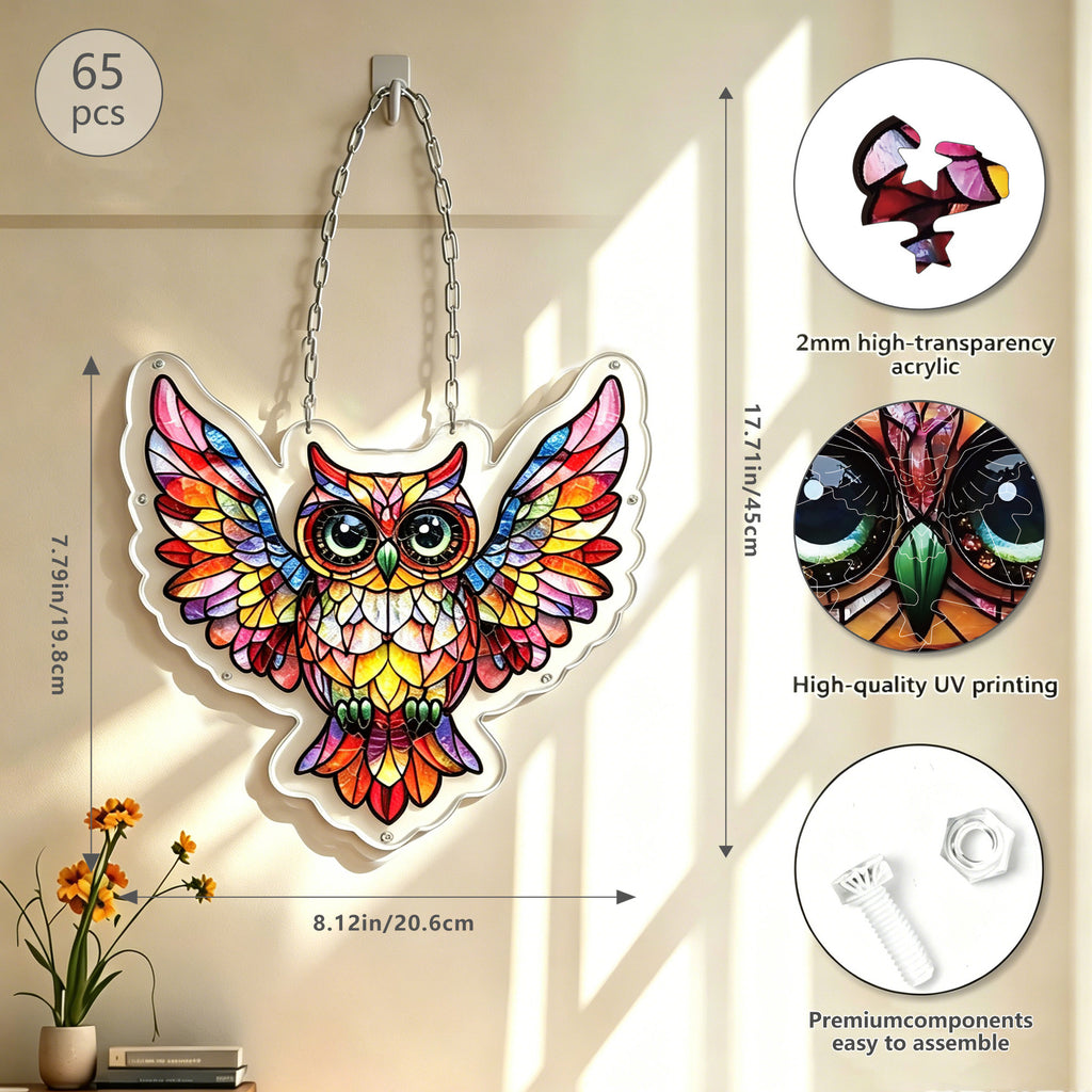Acrylic Puzzle Suncatcher Hanging Ornament – Owl