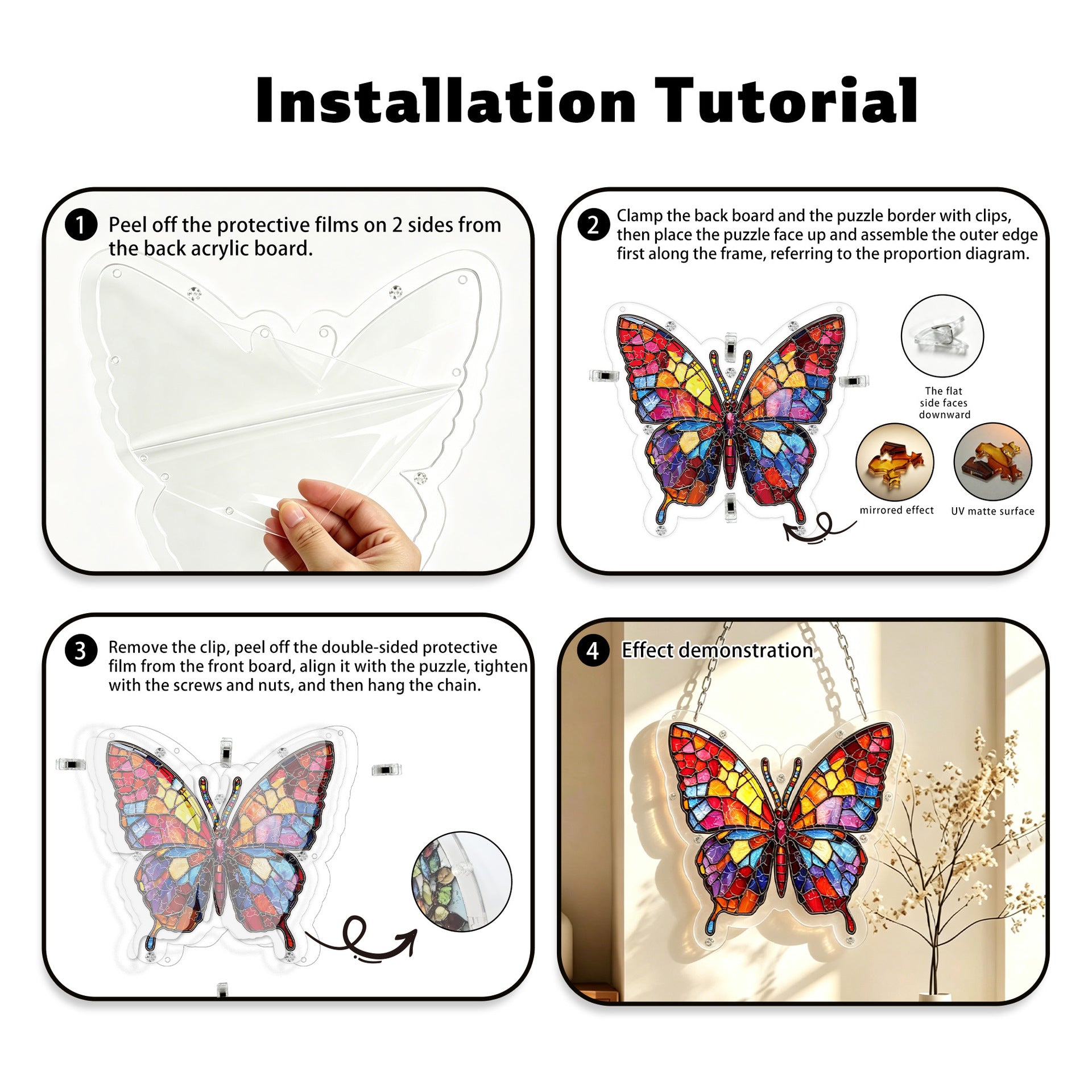 Acrylic Puzzle Suncatcher Hanging Ornament – Butterfly
