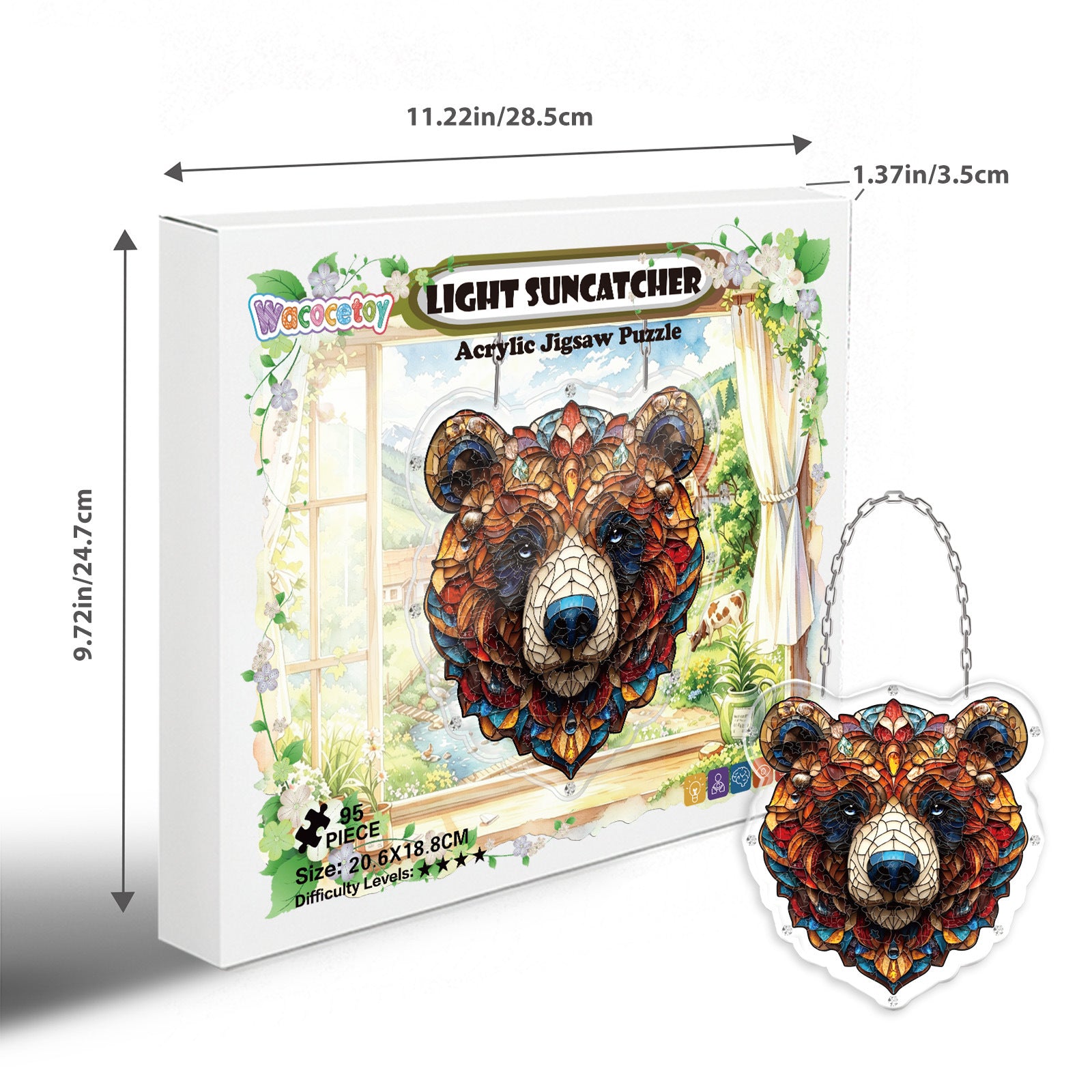 Acrylic Puzzle Suncatcher Hanging Ornament – Black Bear