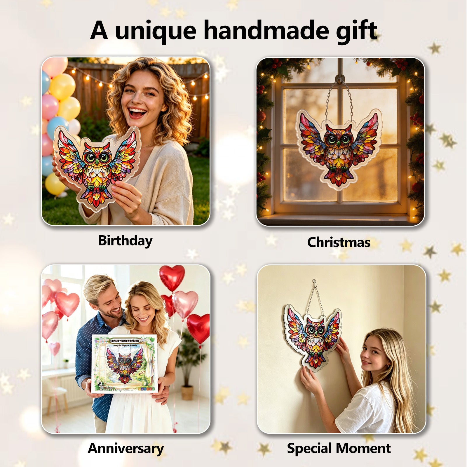 Acrylic Puzzle Suncatcher Hanging Ornament – Owl