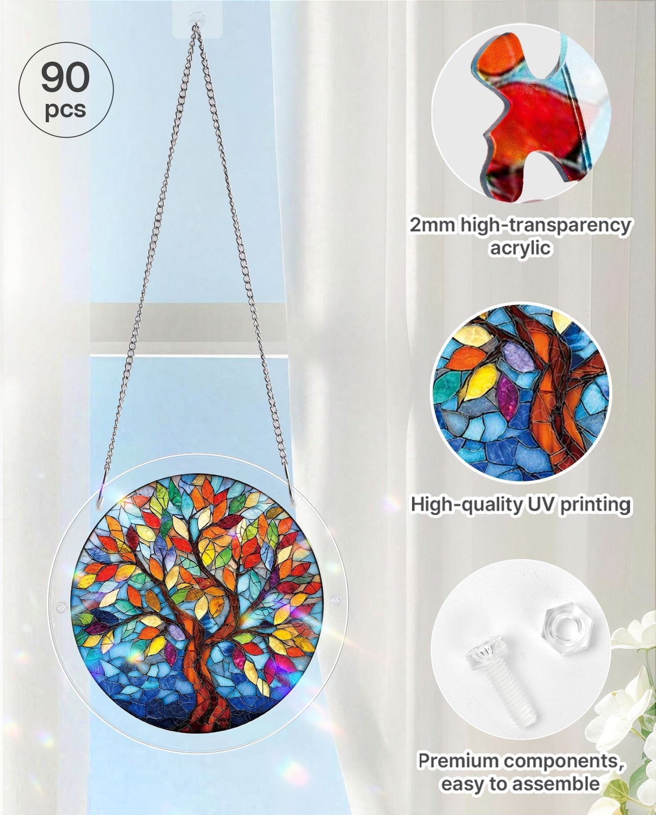Acrylic Jigsaw Puzzle Suncatcher - Tree of Radiant Glass