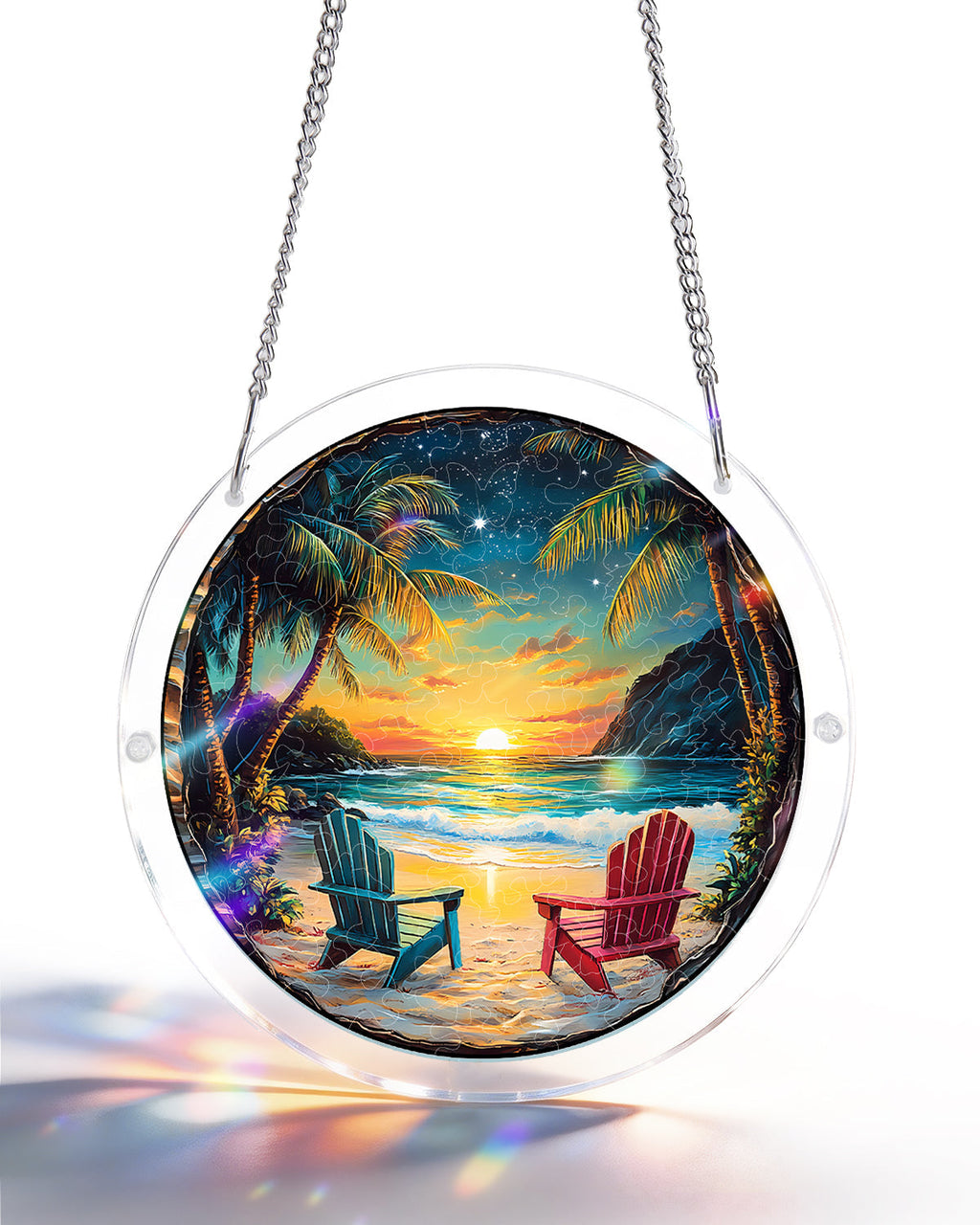 Acrylic Jigsaw Puzzle Suncatcher - Tropical Sunset