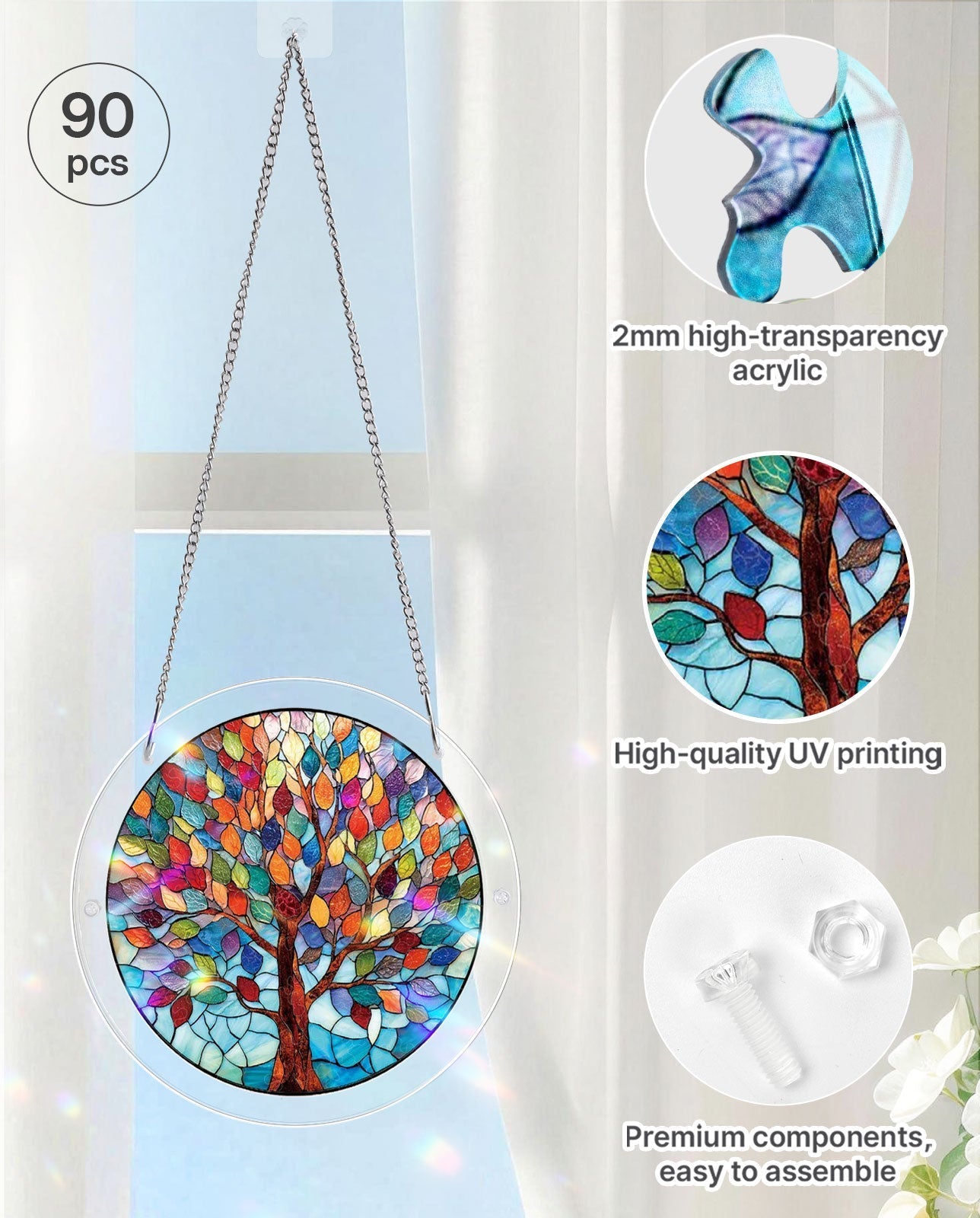 Acrylic Jigsaw Puzzle Suncatcher - Vivid Tree of Life