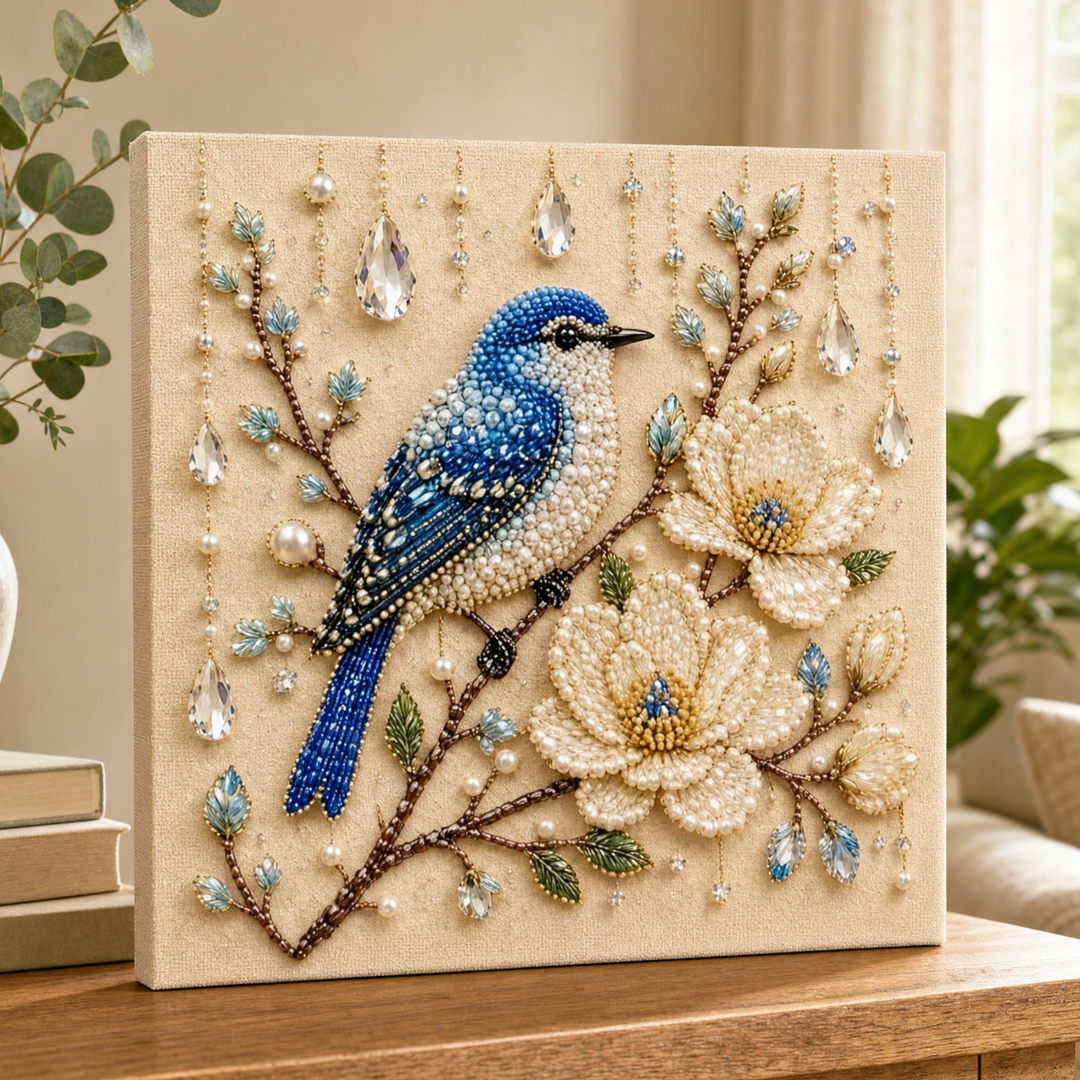 3D Bird-Themed DIY Diamond Painting – Magnolia and Bluebird