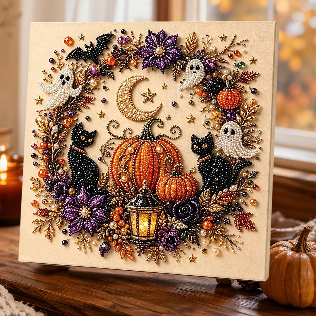 3D Halloween-Themed DIY Diamond Painting – Black Cat Halloween