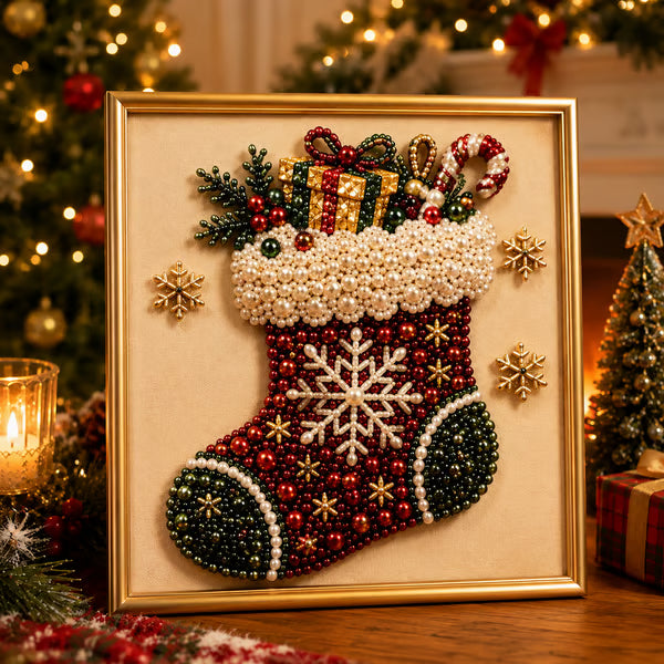 3D Pearl Christmas DIY Diamond Painting - Christmas Stocking