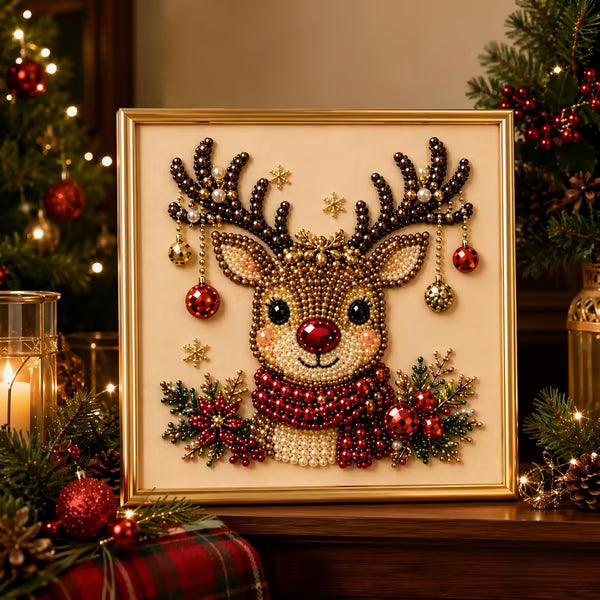 3D Pearl Christmas DIY Diamond Painting - Reindeer
