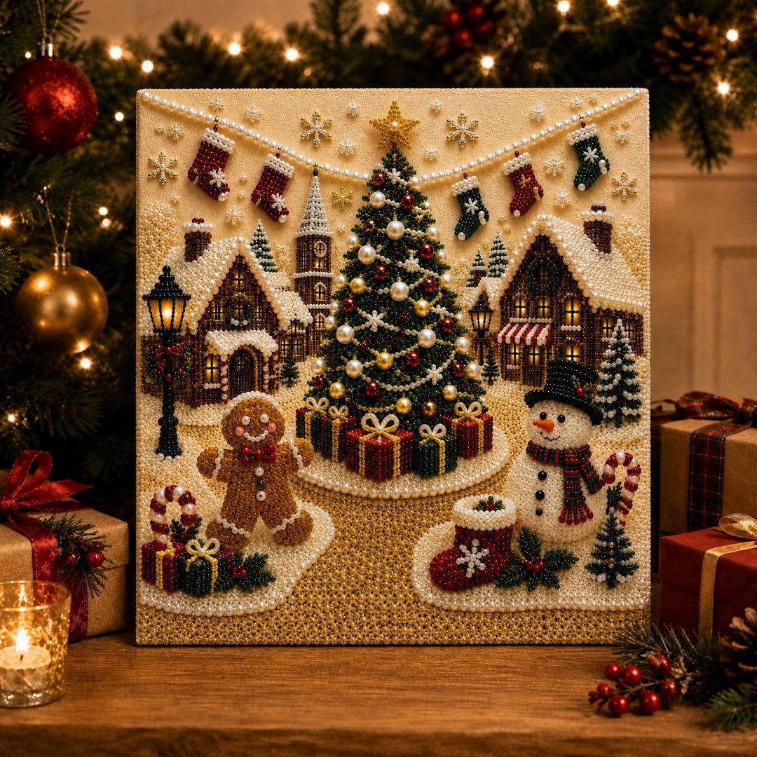3D Pearl Christmas DIY Diamond Painting - Christmas Village Tree