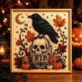 3D Halloween-Themed DIY Diamond Painting – Raven and Tombstone