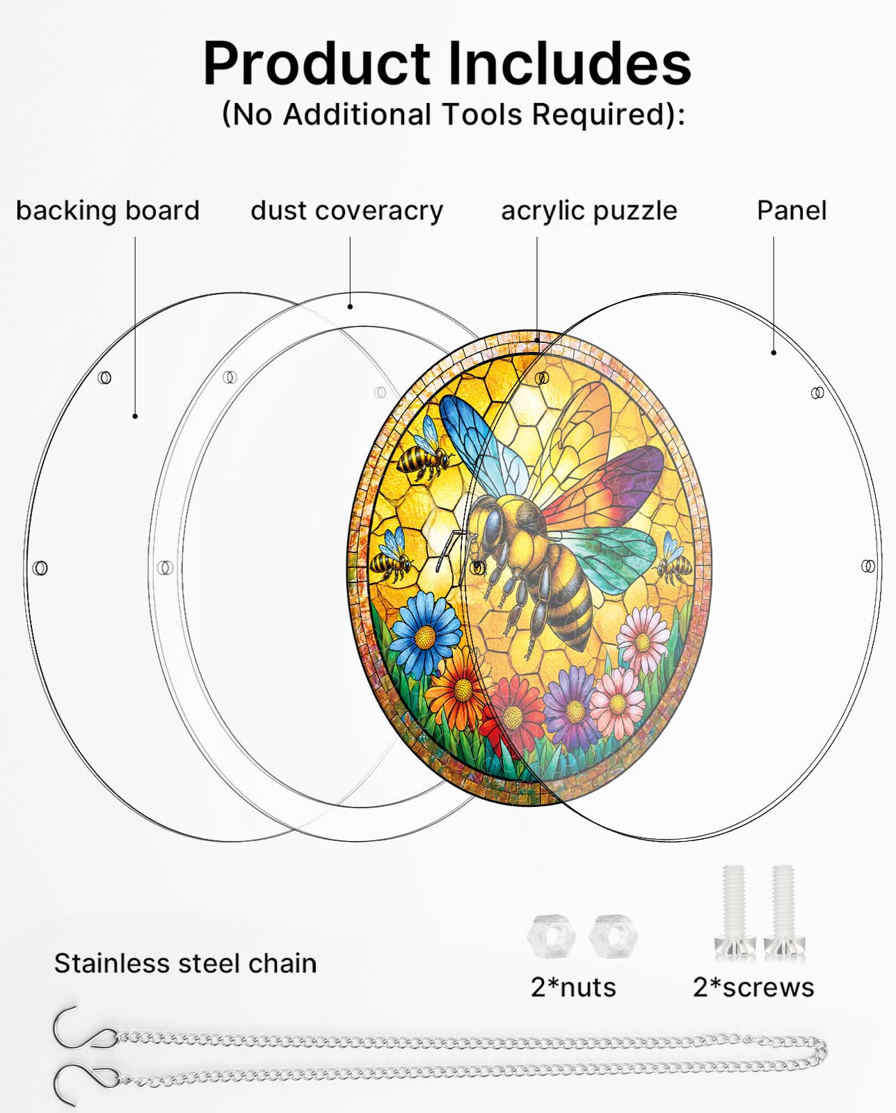 Acrylic Jigsaw Puzzle Suncatcher - Sunshine Bee