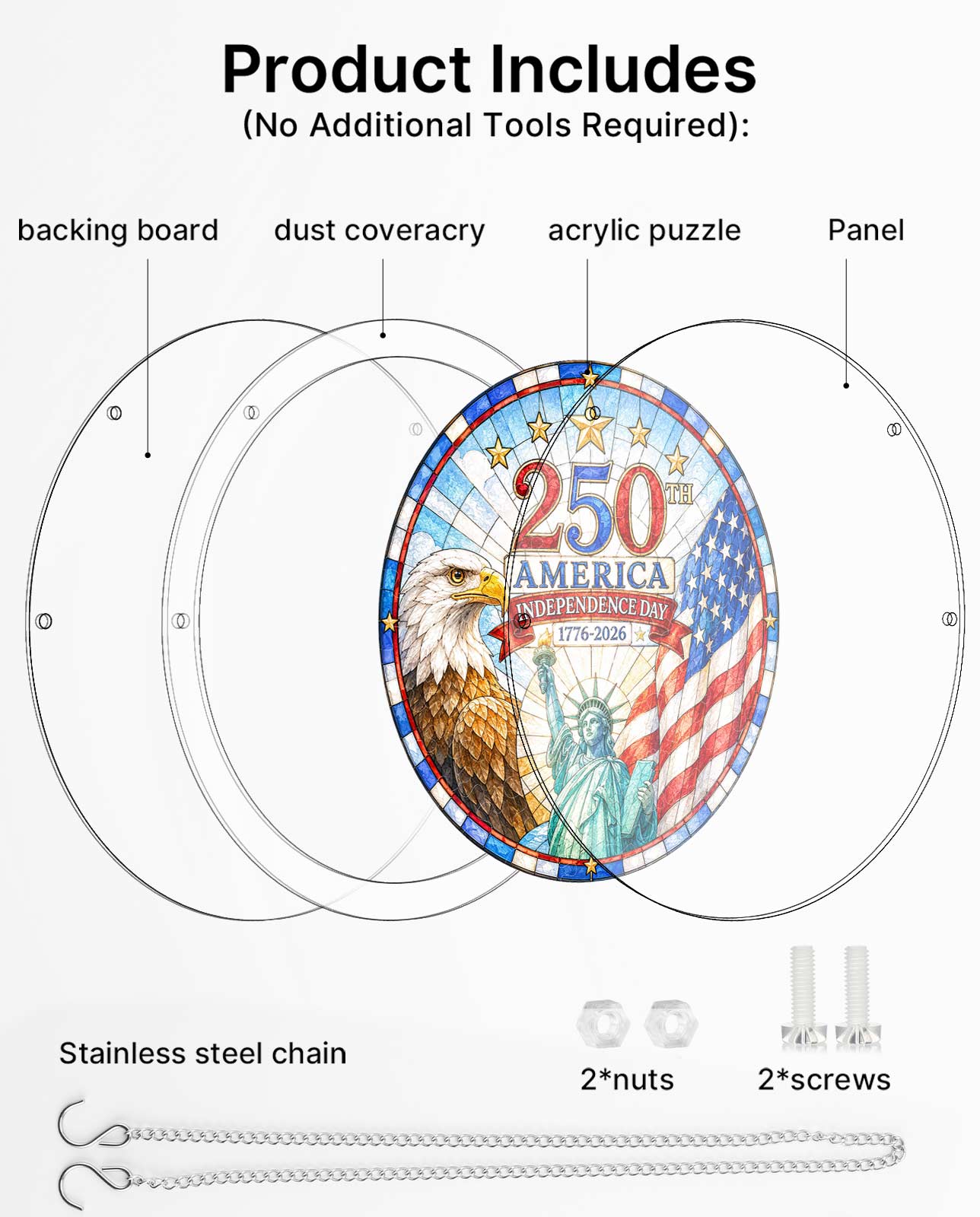 Acrylic Jigsaw Puzzle Suncatcher - American Bicentennial