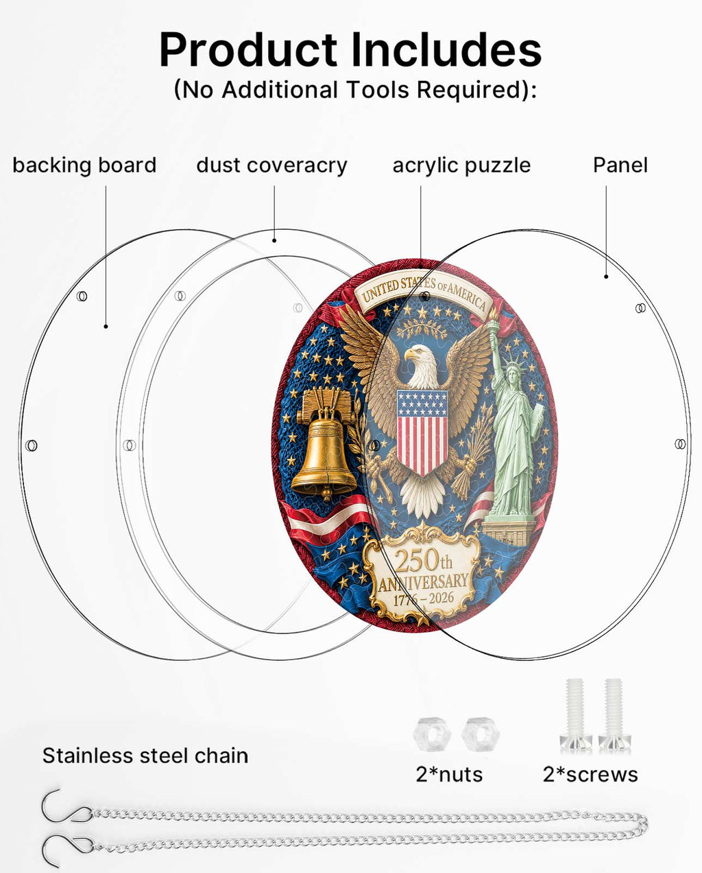 Acrylic Jigsaw Puzzle Suncatcher - Glory of America