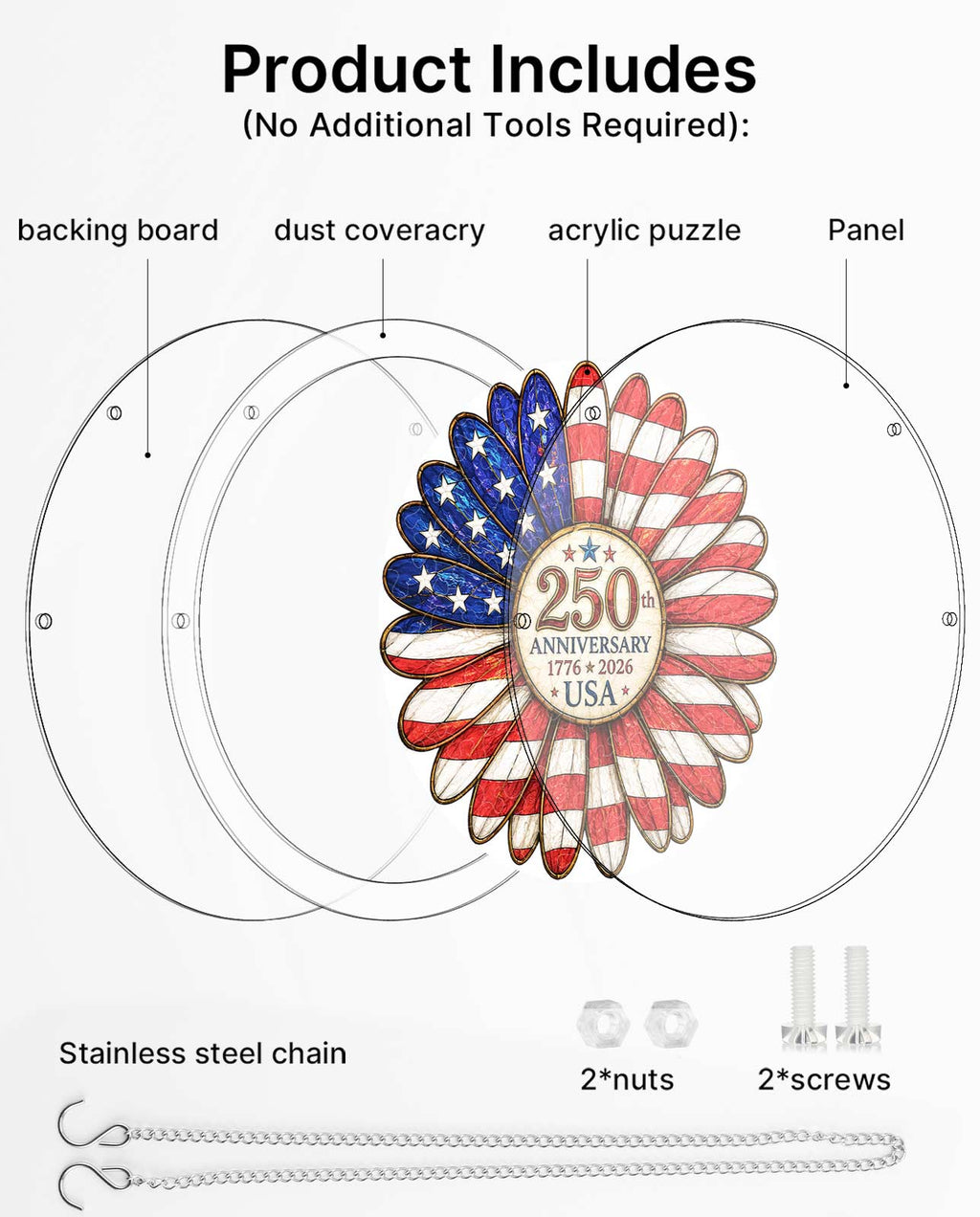 Acrylic Jigsaw Puzzle Suncatcher - Flag Flower