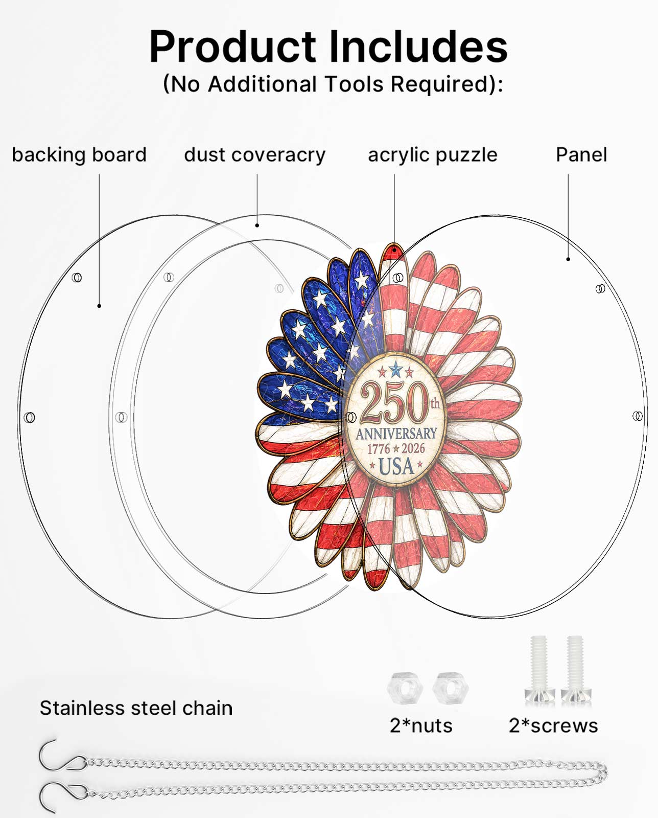 Acrylic Jigsaw Puzzle Suncatcher - Flag Flower