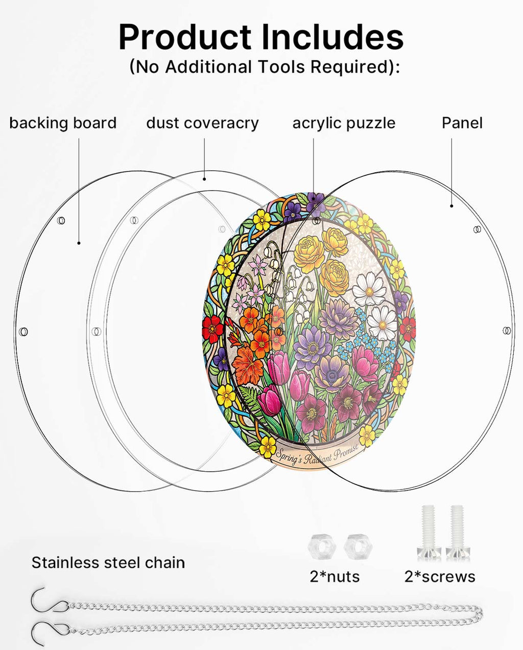 Acrylic Jigsaw Puzzle Suncatcher - Spring Blossoms