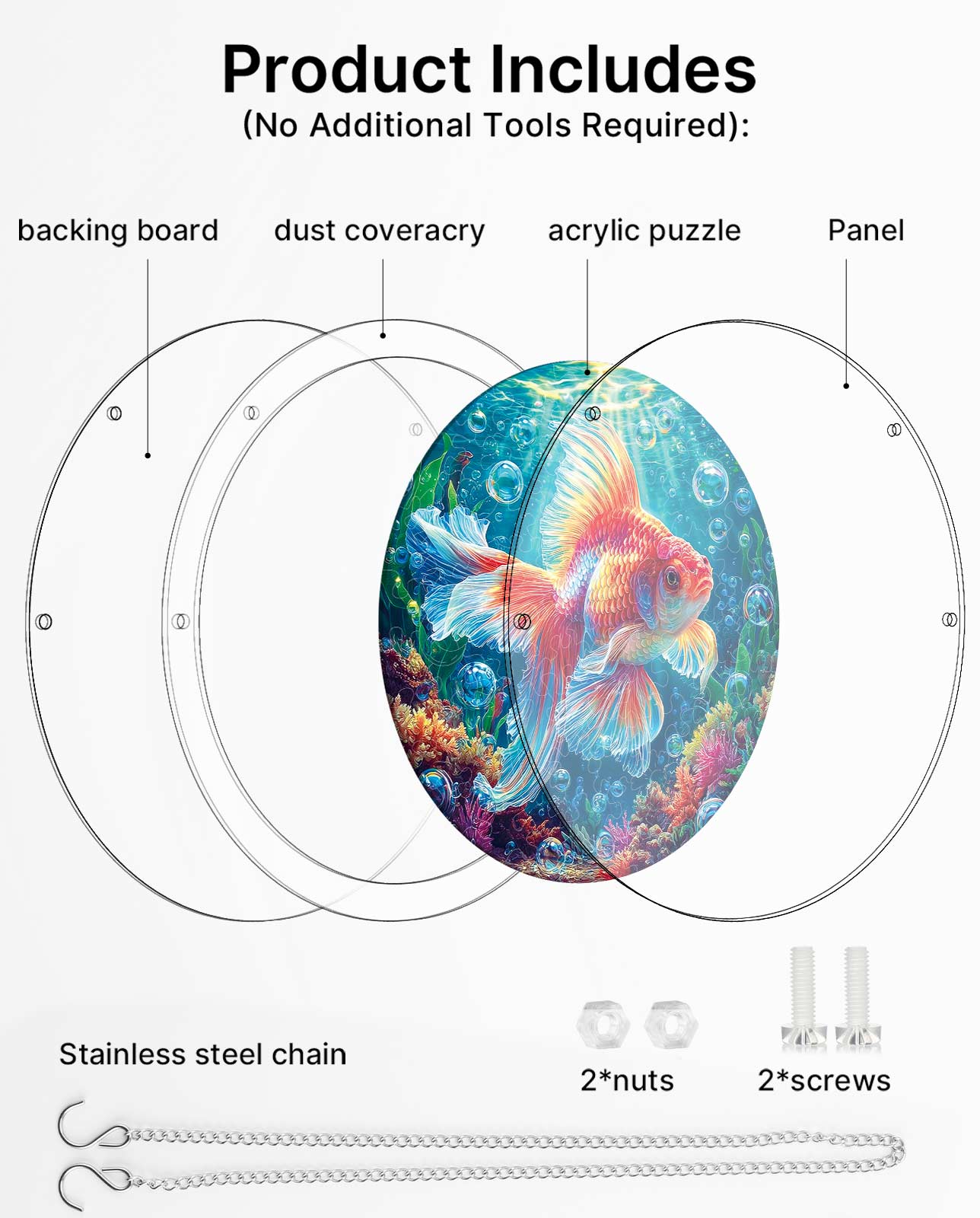 Acrylic Jigsaw Puzzle Suncatcher - Starflame Goldfish