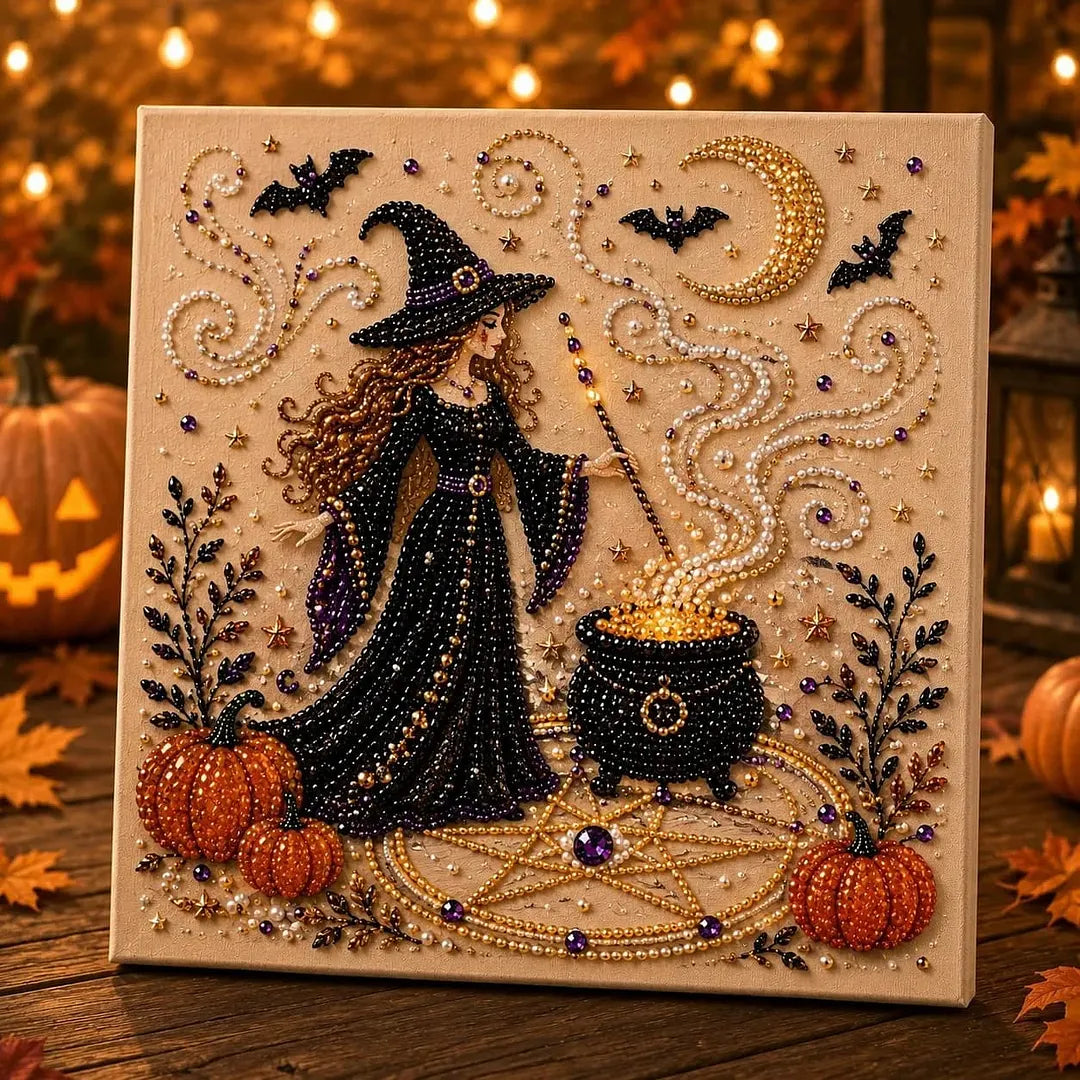 3D Halloween-Themed DIY Diamond Painting – Magical Witch