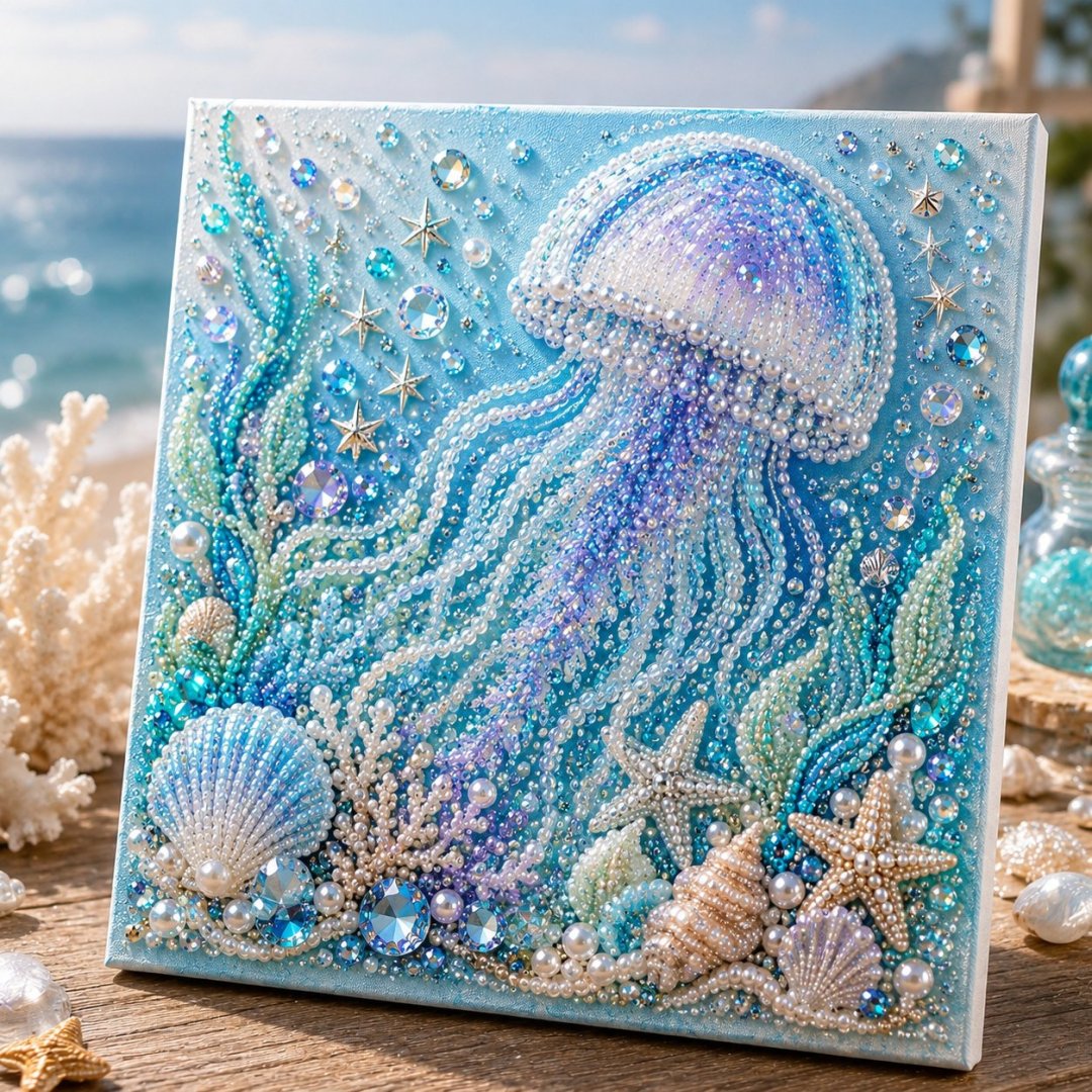 3D Ocean-Themed DIY Diamond Painting - Jellyfish